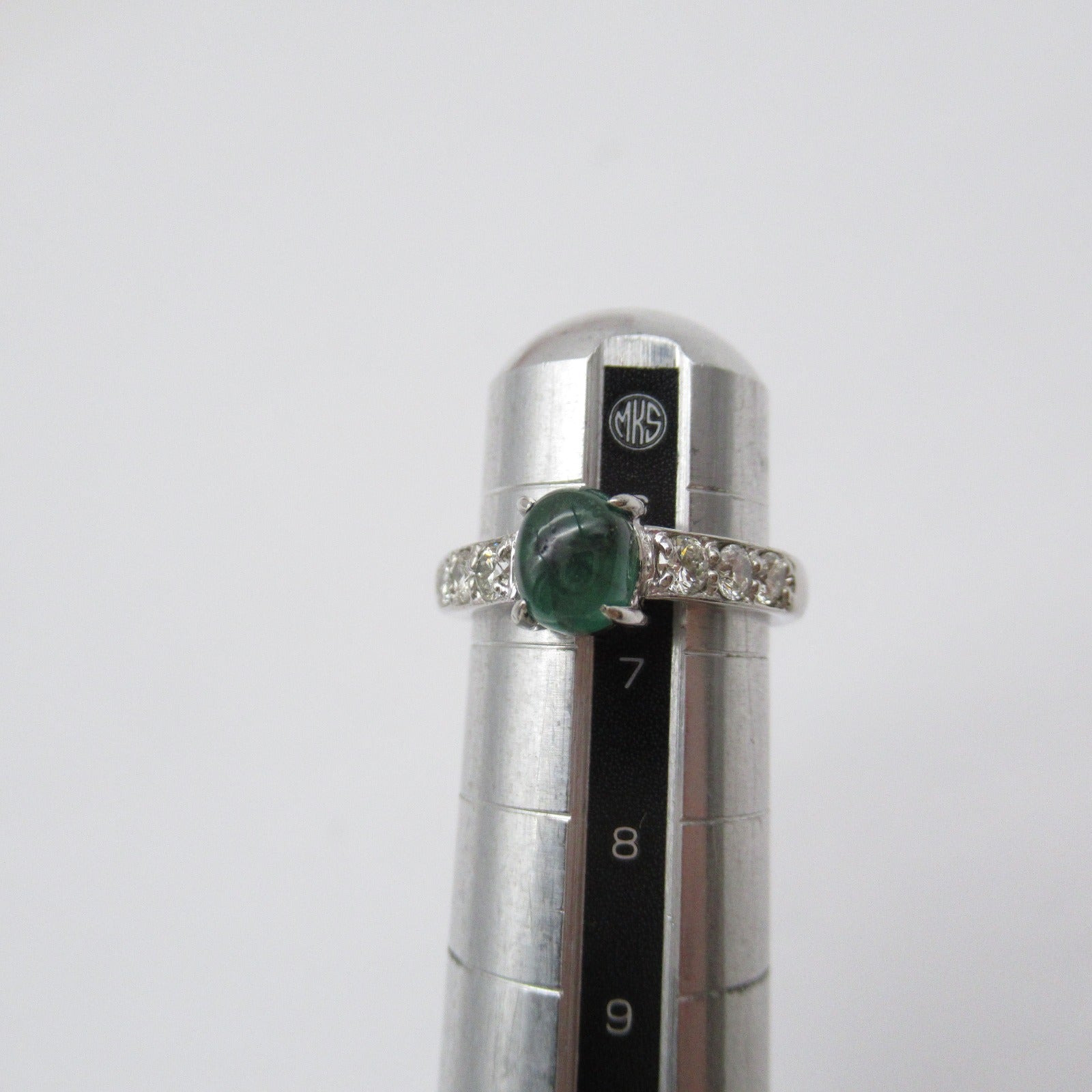 JEWELRY PT900 Platinum 0.82ct Trapiche Emerald Ring US#3.75
