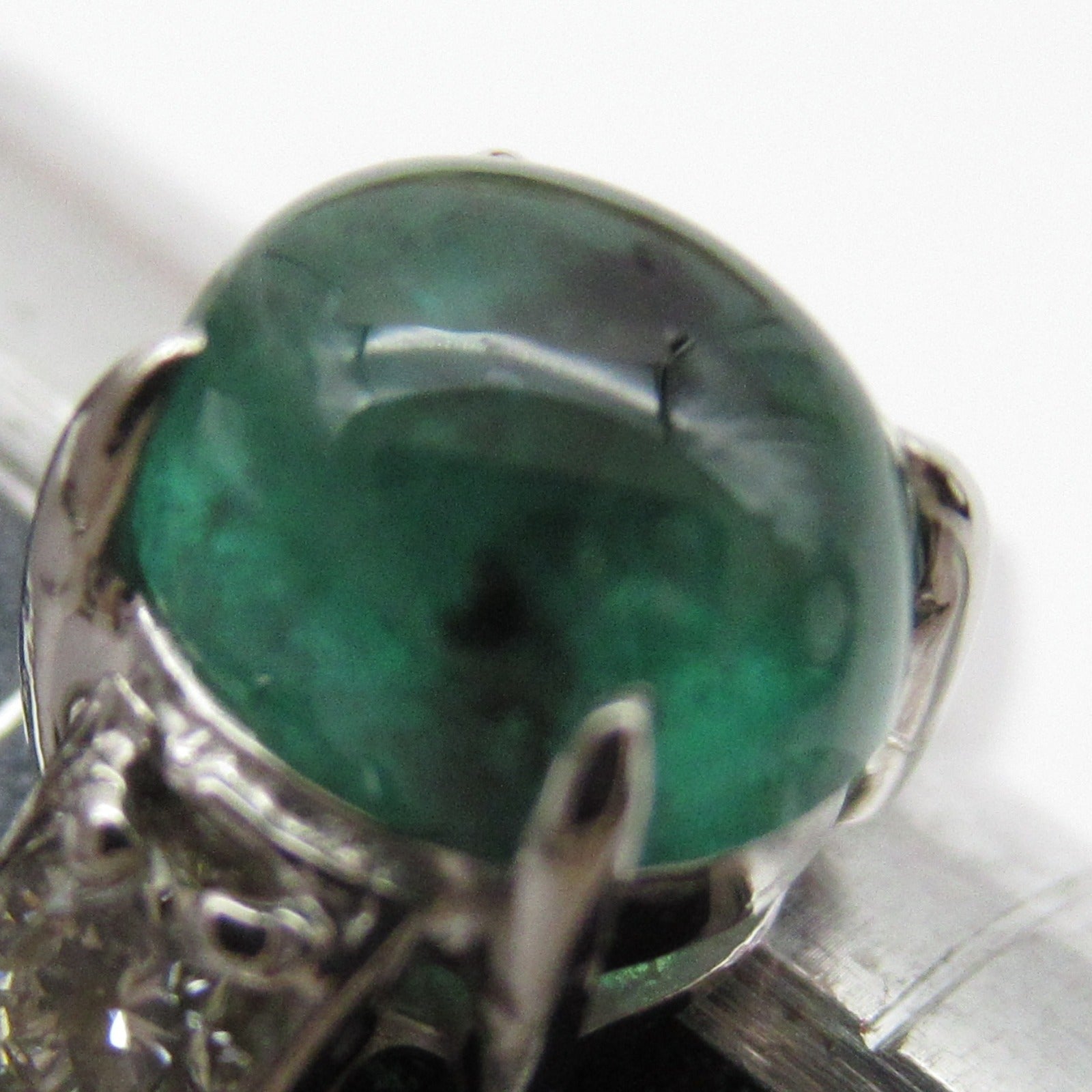 JEWELRY PT900 Platinum 0.82ct Trapiche Emerald Ring US#3.75