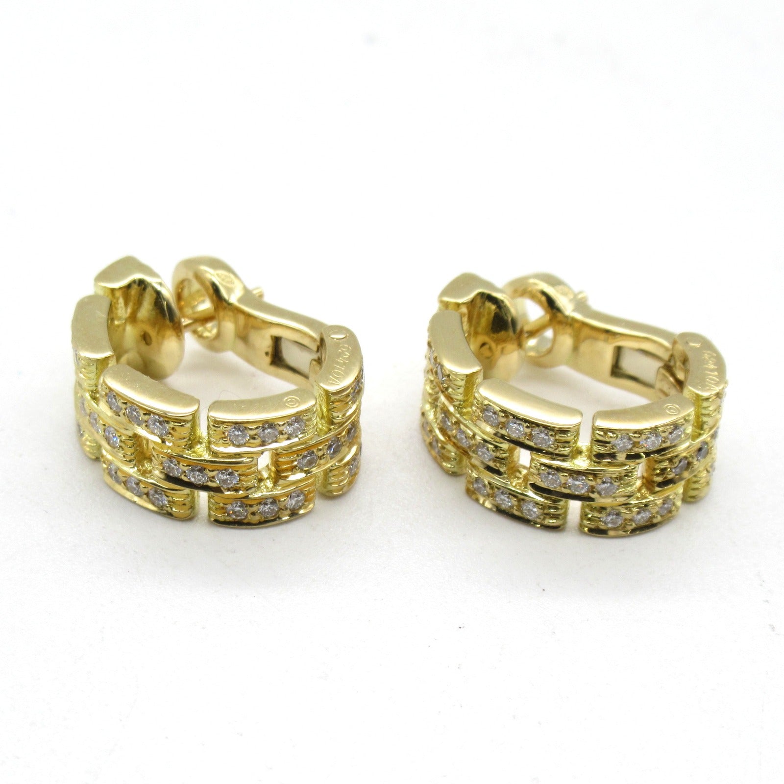 CARTIER 18K黃金Panthere Earrings鑽石耳環