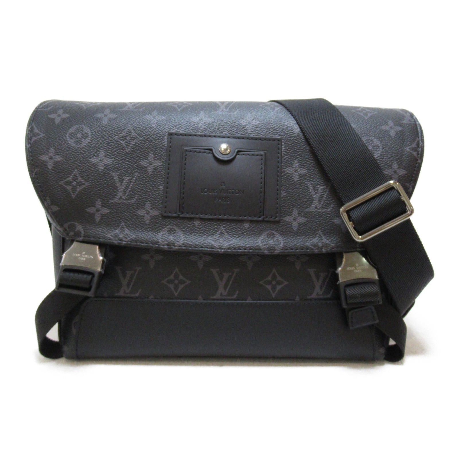 LOUIS VUITTON Monogram Eclipse Messenger Voyage PM肩背袋黑色