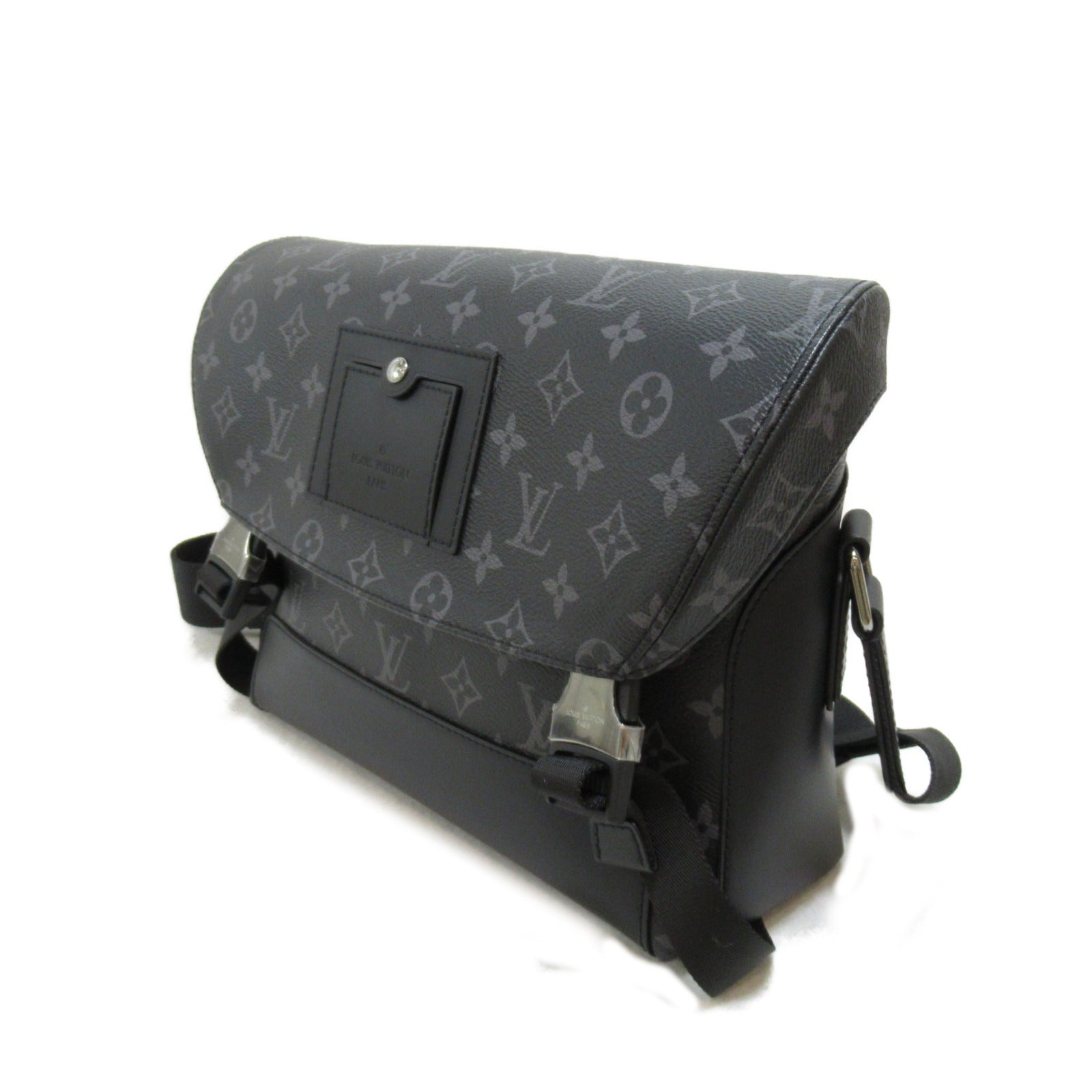 LOUIS VUITTON Monogram Eclipse Messenger Voyage PM肩背袋黑色