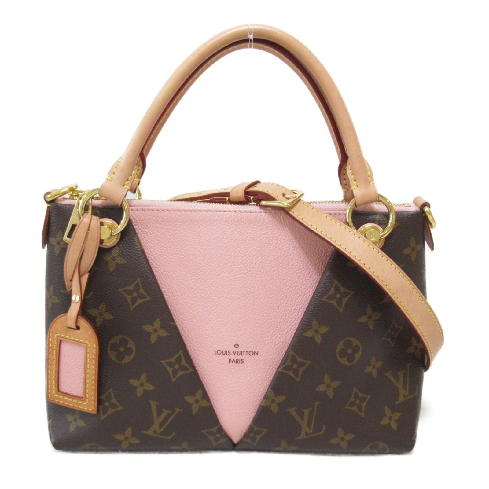 LOUIS VUITTON Monogram V Tote BB金扣手挽肩背兩用袋啡色/粉紅色