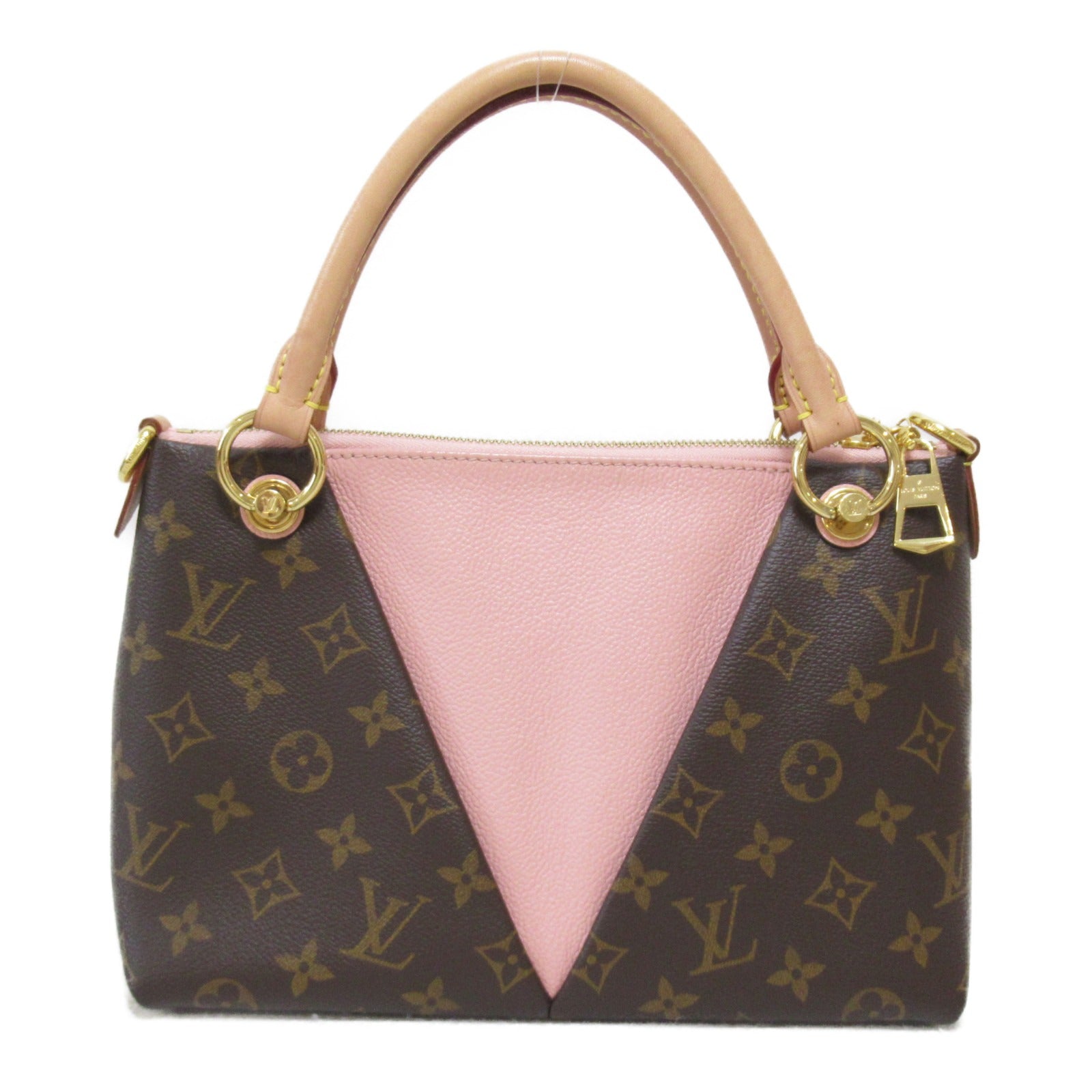 LOUIS VUITTON Monogram V Tote BB金扣手挽肩背兩用袋啡色/粉紅色