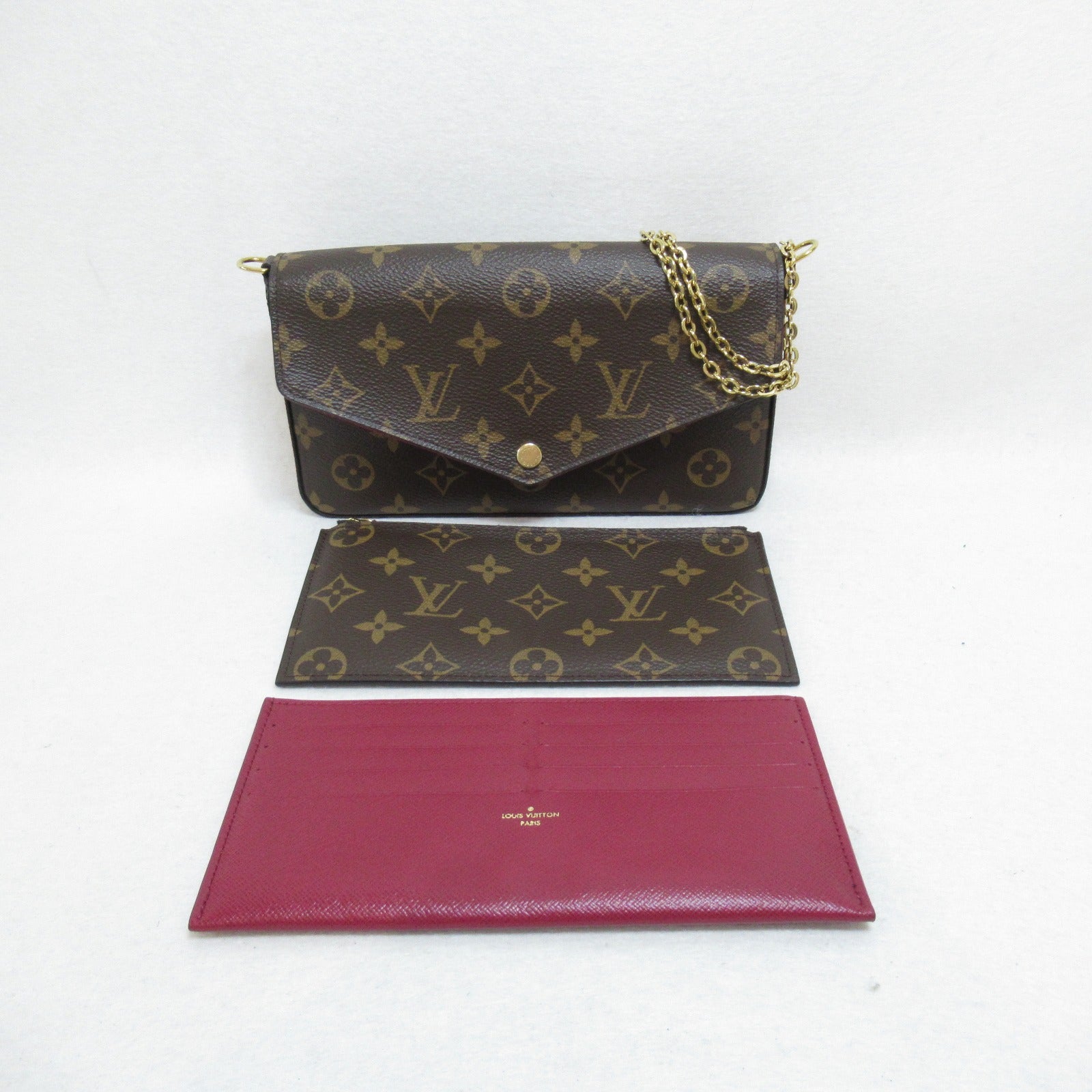 LOUIS VUITTON Monogram Pochette Felicy金扣鏈帶肩背袋啡色