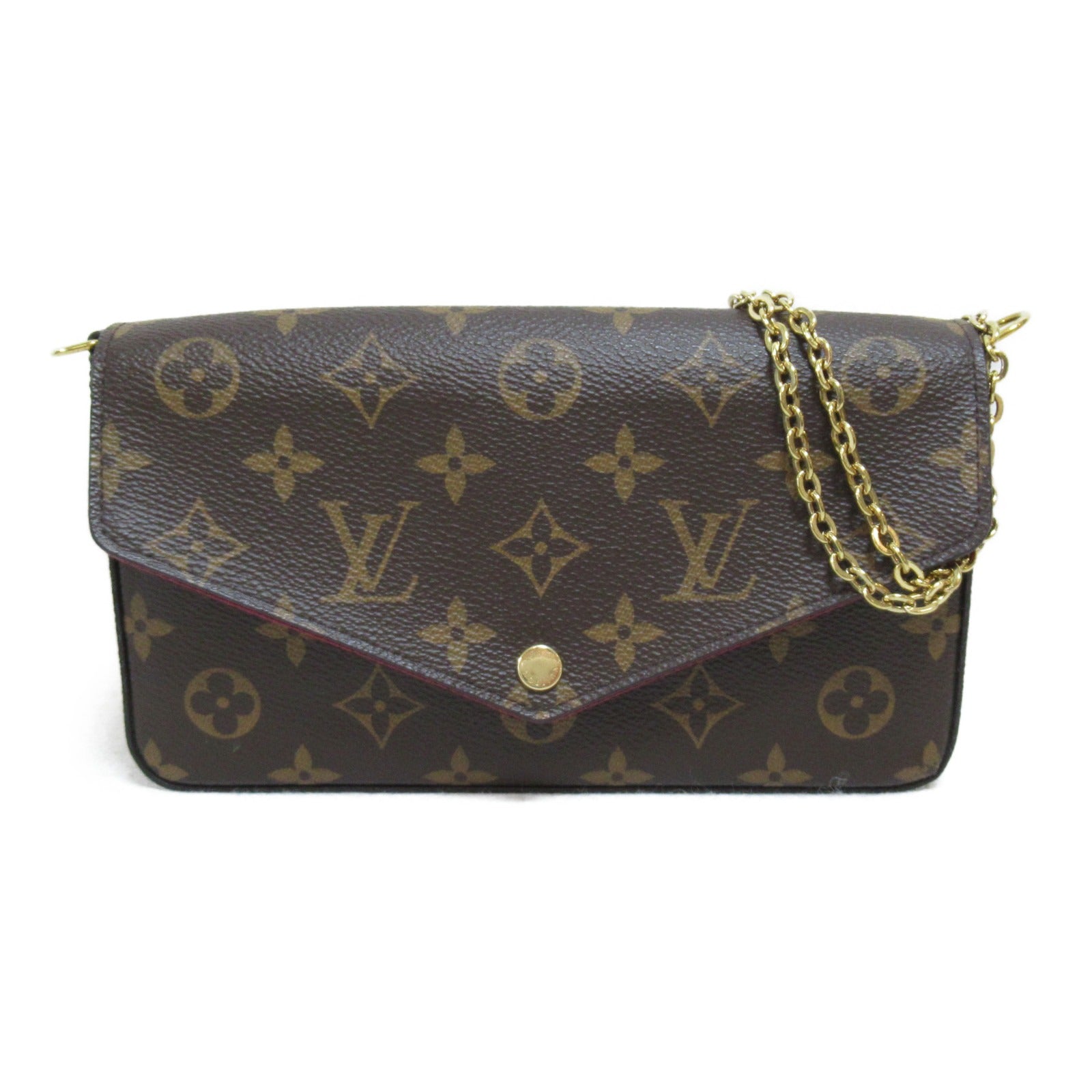 LOUIS VUITTON Monogram Pochette Felicy金扣鏈帶肩背袋啡色