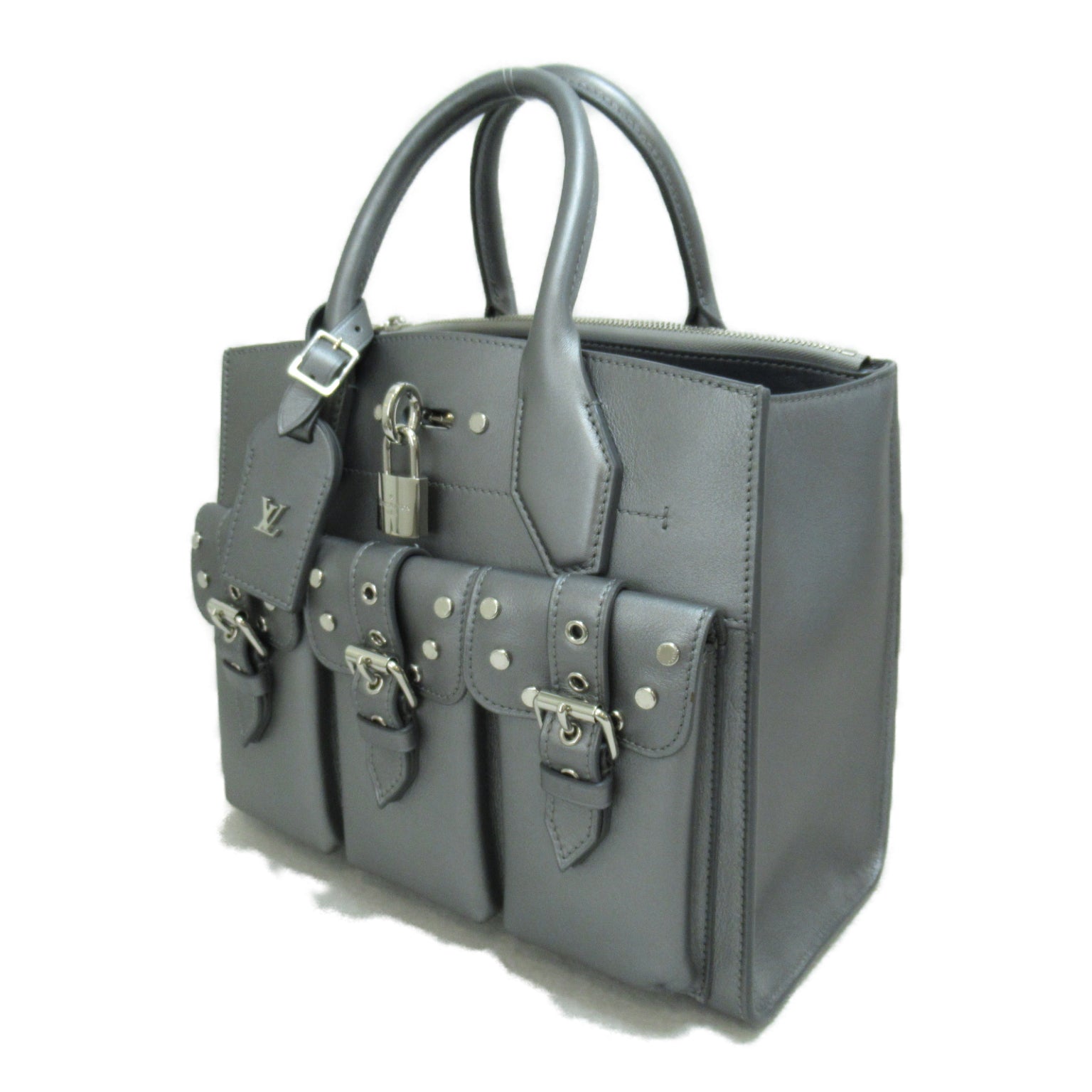 LOUIS VUITTON 【激減優惠】牛皮皮革City Steamer PM銀扣手挽肩背兩用袋銀色