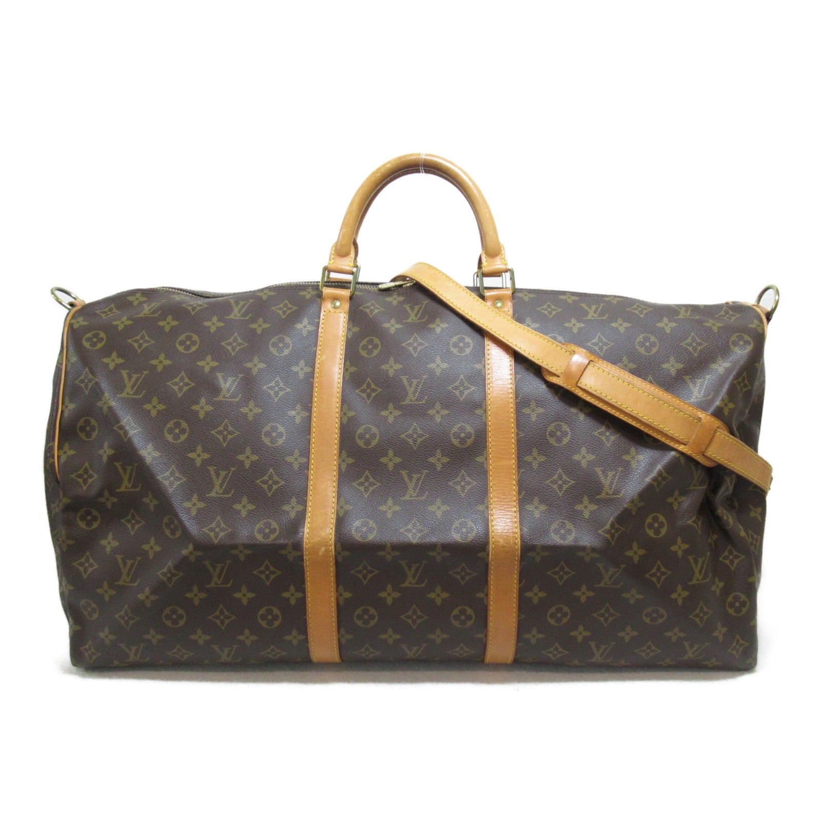 LOUIS VUITTON Monogram Keepall 60 Bandoulie金扣手挽肩背兩用袋啡色