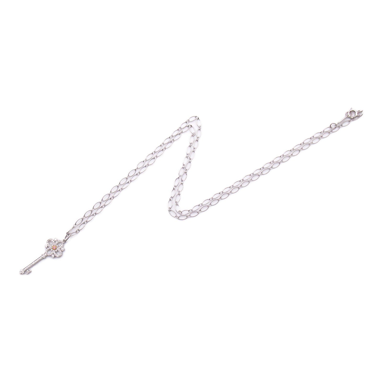 TIFFANY＆CO PT950鉑金Victoria Key Pink Diamond Necklace鑽石項鍊