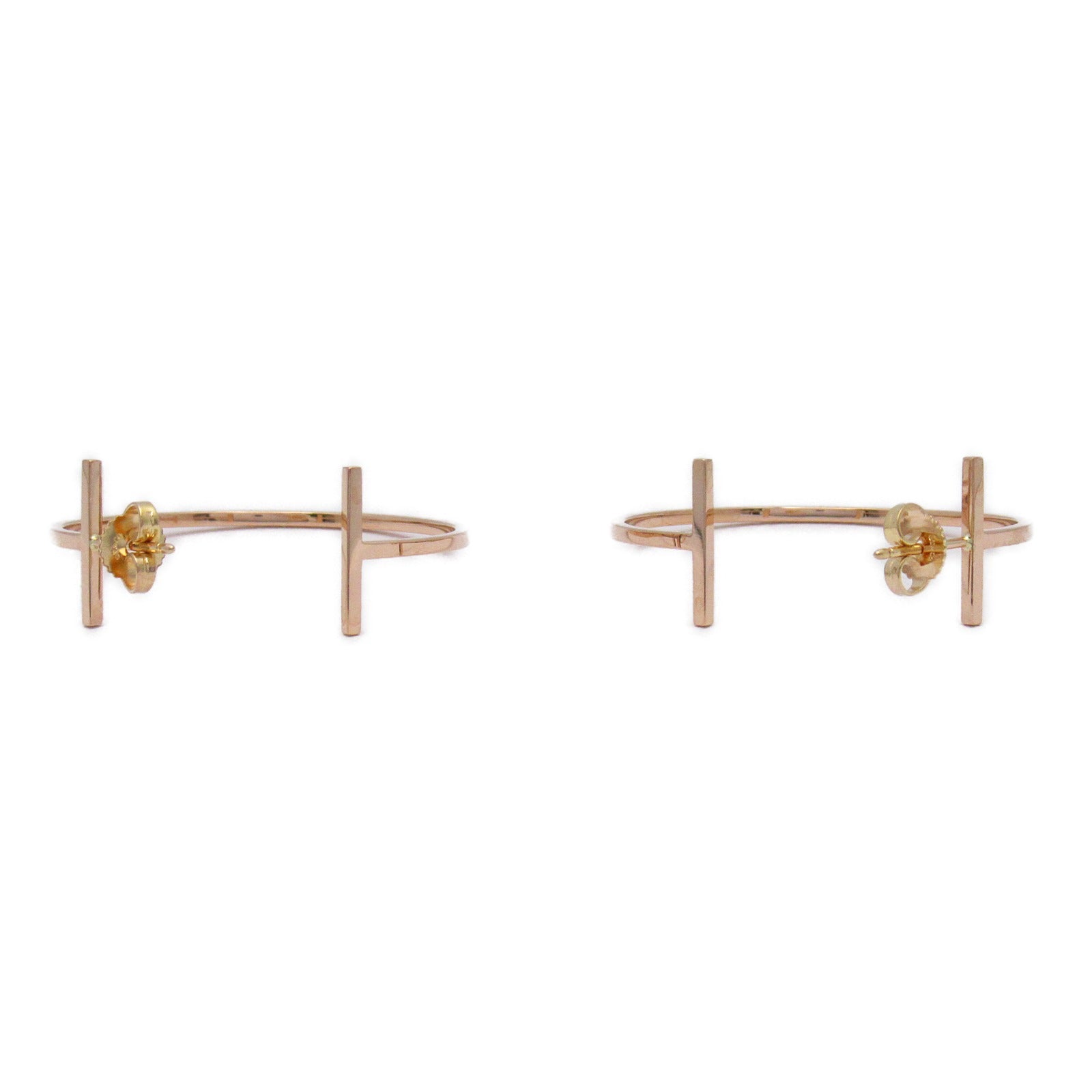 TIFFANY＆CO 18K玫瑰金T Wire Hoop Earrings耳環