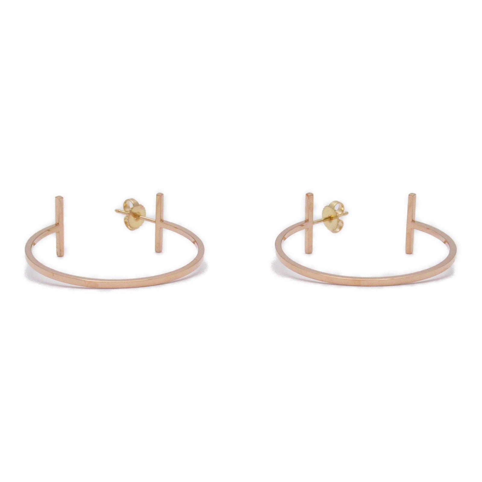 TIFFANY＆CO 18K玫瑰金T Wire Hoop Earrings耳環