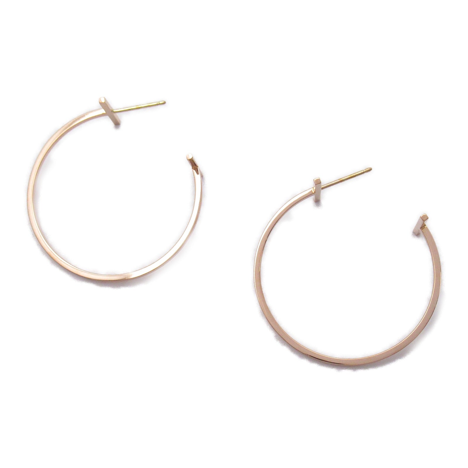TIFFANY＆CO 18K玫瑰金T Wire Hoop Earrings耳環