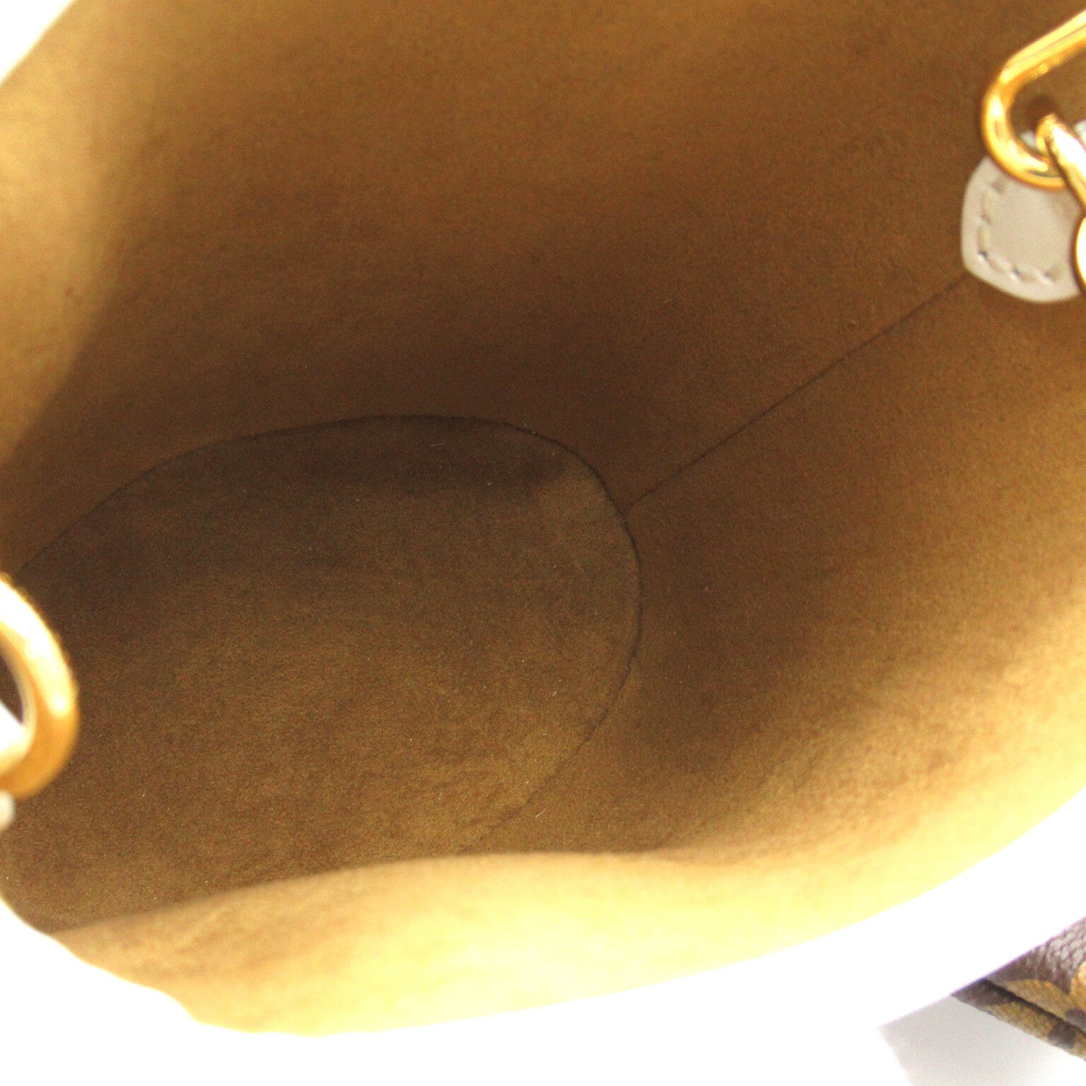 LOUIS VUITTON Monogram Nano Bucket金扣手挽肩背兩用袋啡色/白色