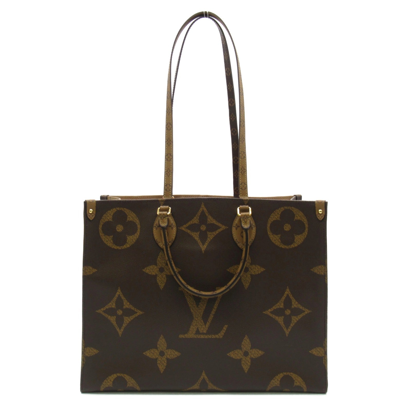 LOUIS VUITTON Monogram Giant OnTheGo GM金扣手挽肩背兩用袋啡色