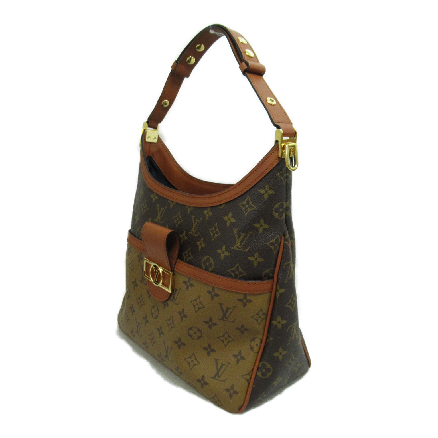 LOUIS VUITTON Monogram Reverse Hobo Dauphine MM金扣手挽肩背兩用袋啡色