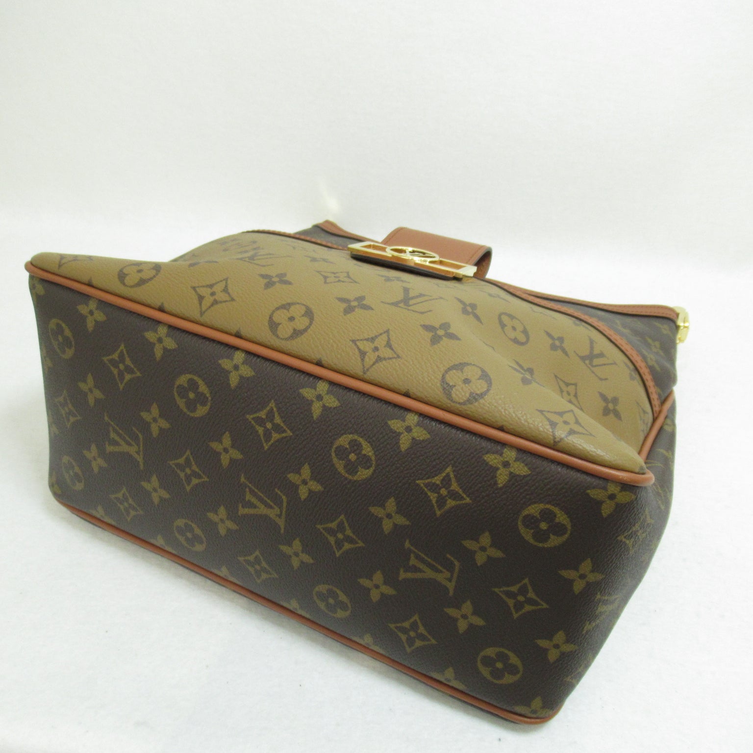 LOUIS VUITTON Monogram Reverse Hobo Dauphine MM金扣手挽肩背兩用袋啡色