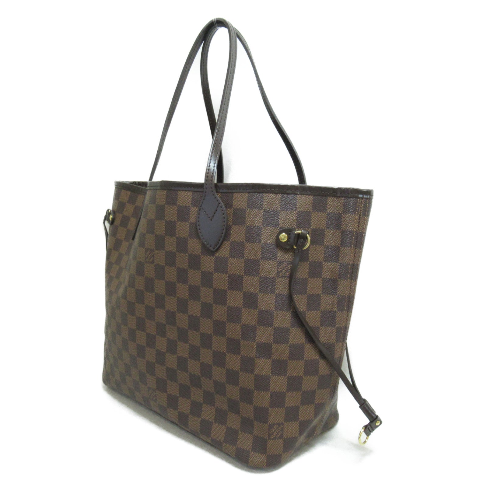 LOUIS VUITTON Damier Ebene Neverfull MM金扣手挽袋啡色