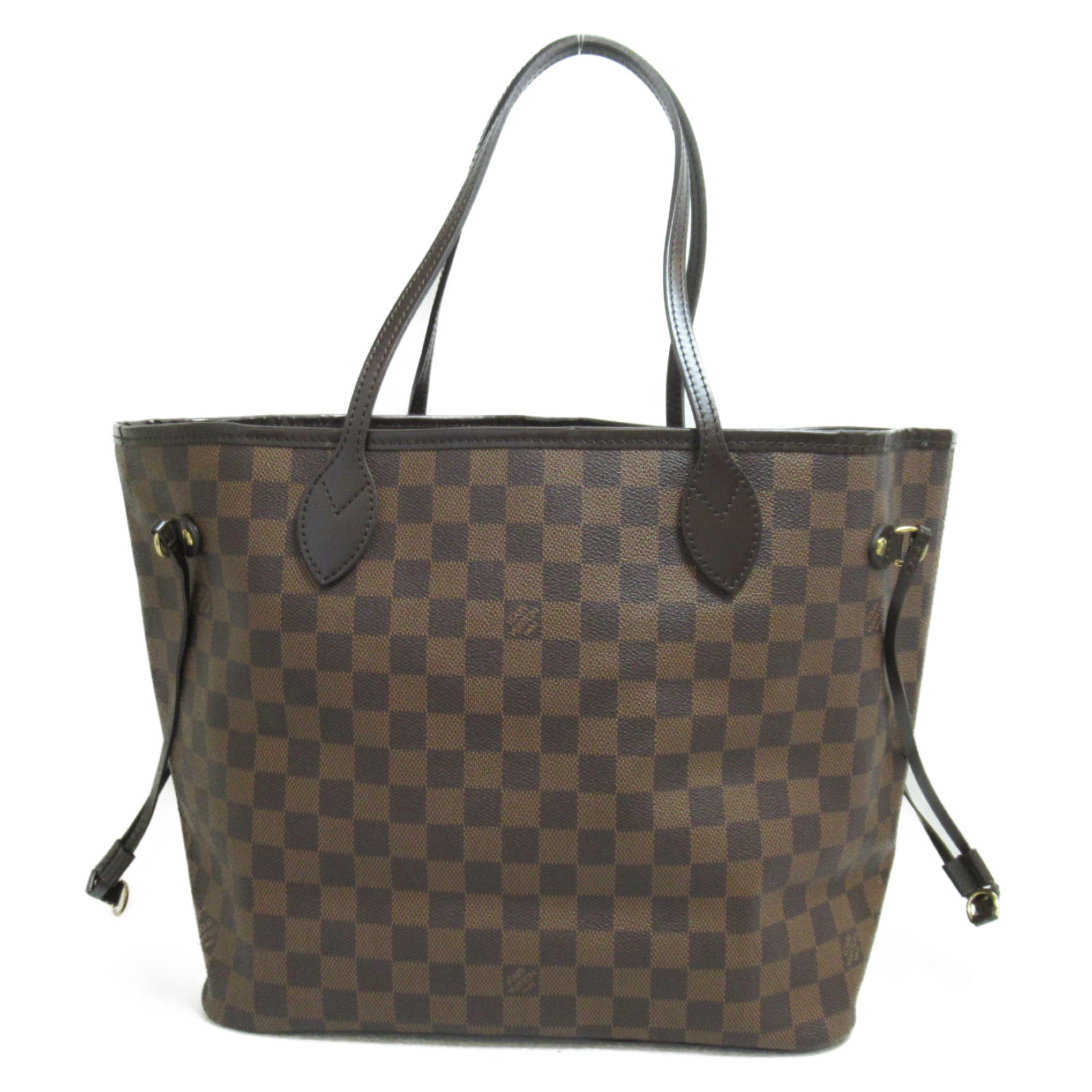 LOUIS VUITTON Damier Ebene Neverfull MM金扣手挽袋啡色