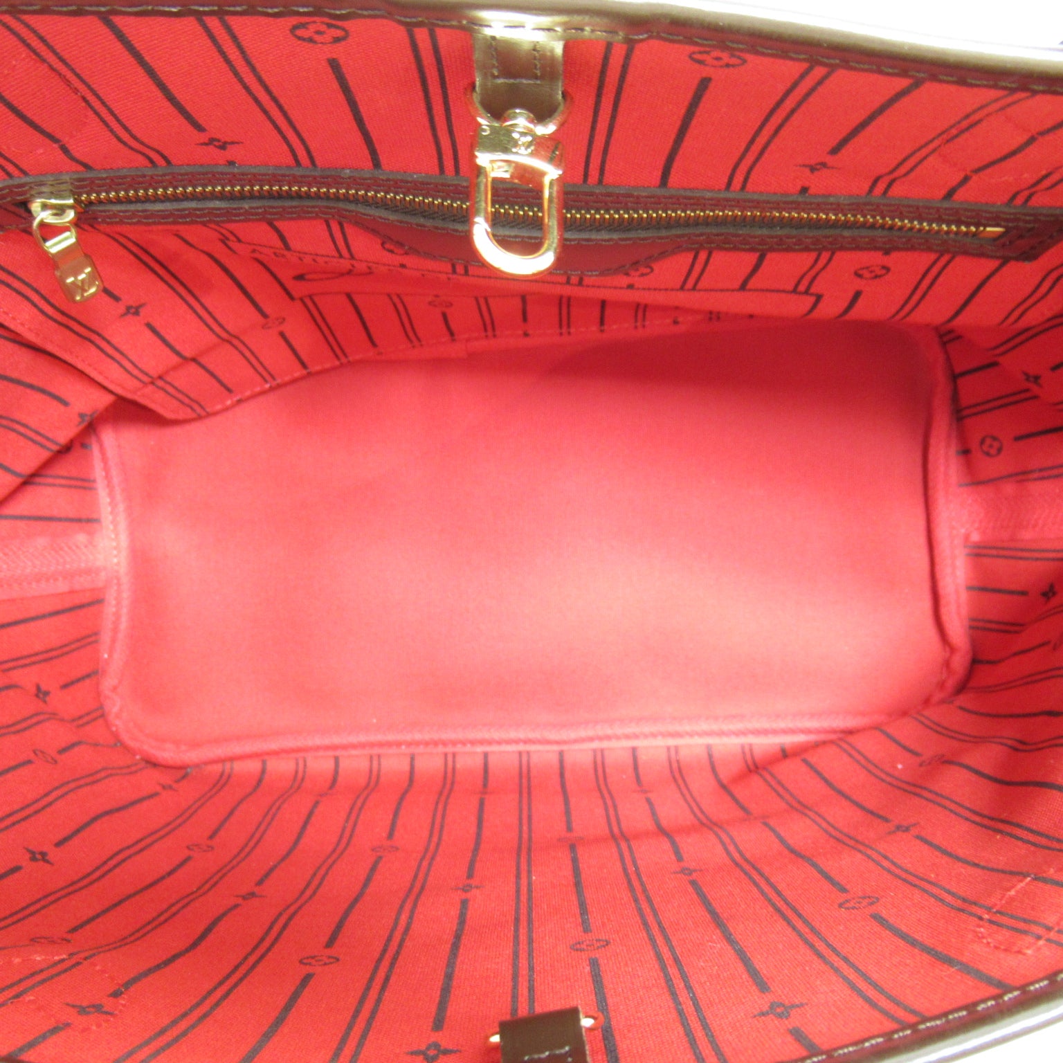 LOUIS VUITTON Damier Ebene Neverfull MM金扣手挽袋啡色