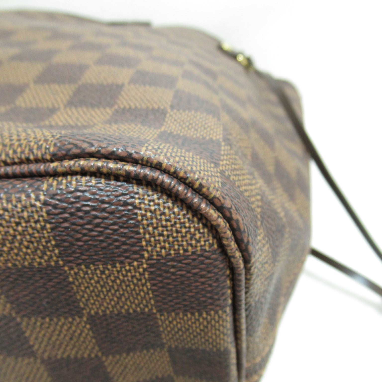 LOUIS VUITTON Damier Ebene Neverfull MM金扣手挽袋啡色