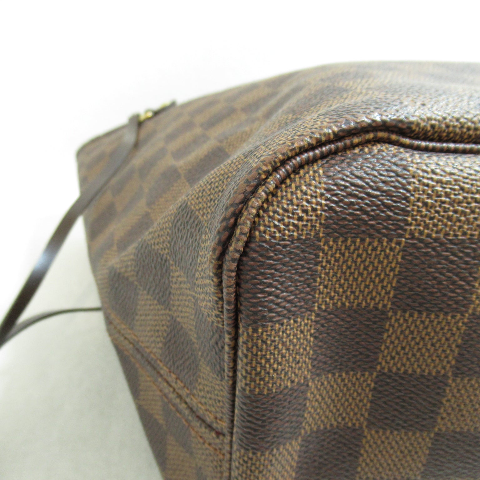 LOUIS VUITTON Damier Ebene Neverfull MM金扣手挽袋啡色