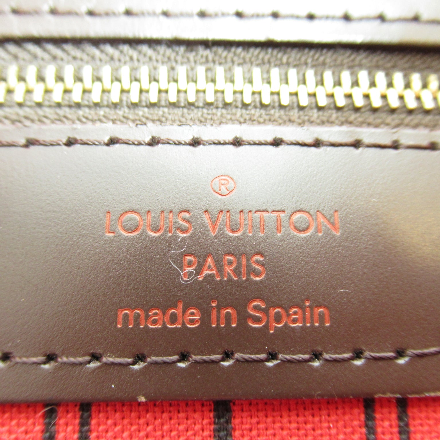 LOUIS VUITTON Damier Ebene Neverfull MM金扣手挽袋啡色