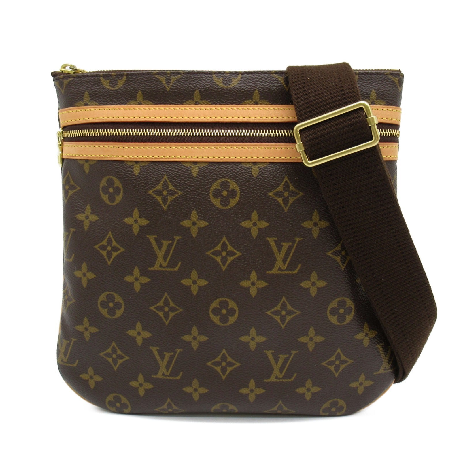 LOUIS VUITTON Monogram Pochette Bosphore金扣肩背袋啡色