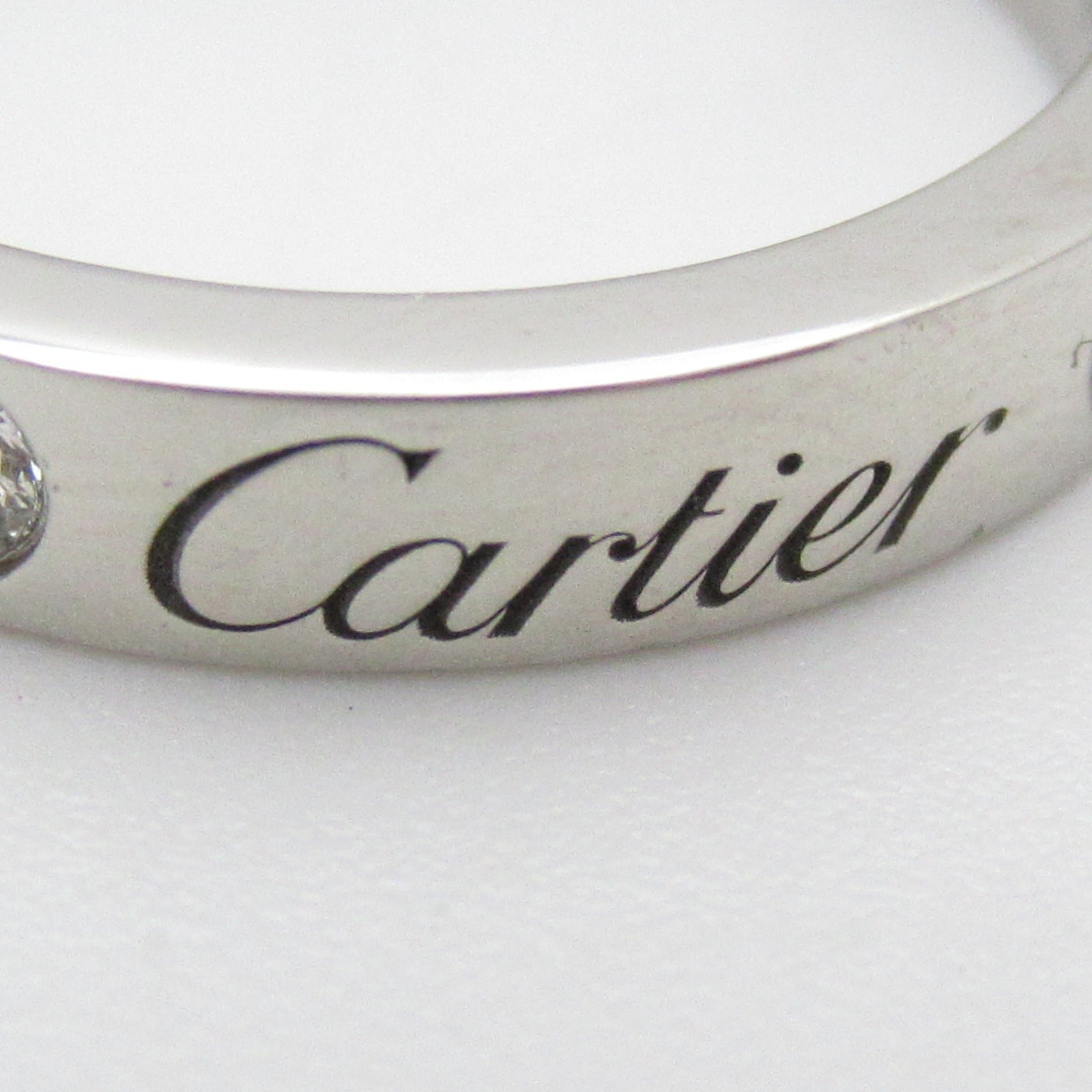 CARTIER PT950鉑金C De Wedding Ring 2 Diamonds鑽石戒指Cartier#47/US#4