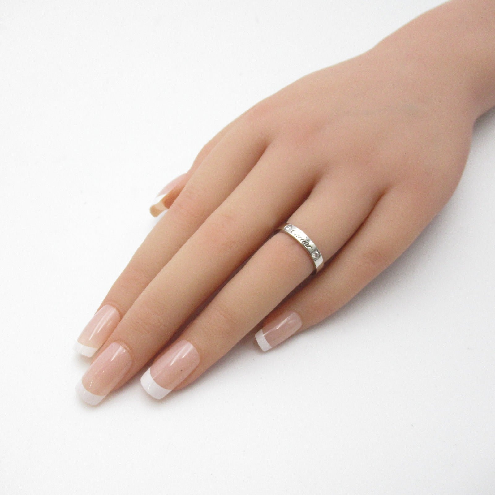 CARTIER PT950鉑金C De Wedding Ring 2 Diamonds鑽石戒指Cartier#47/US#4