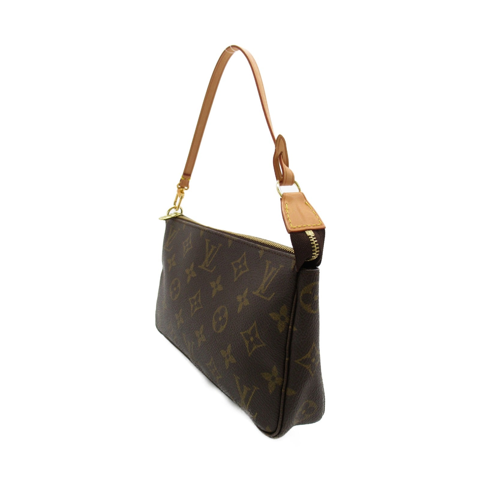 LOUIS VUITTON Monogram Pochette Pouch金扣手提袋啡色
