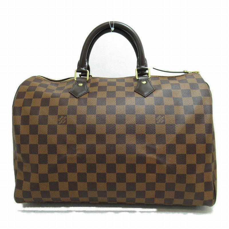 LOUIS VUITTON Damier Speedy 35金扣手挽袋啡色