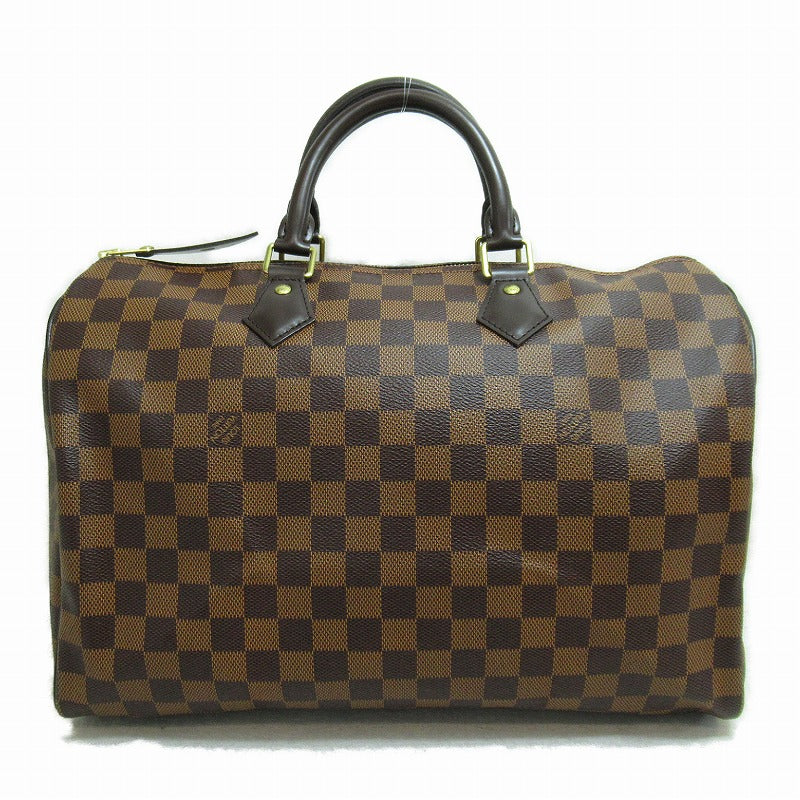 LOUIS VUITTON Damier Speedy 35金扣手挽袋啡色
