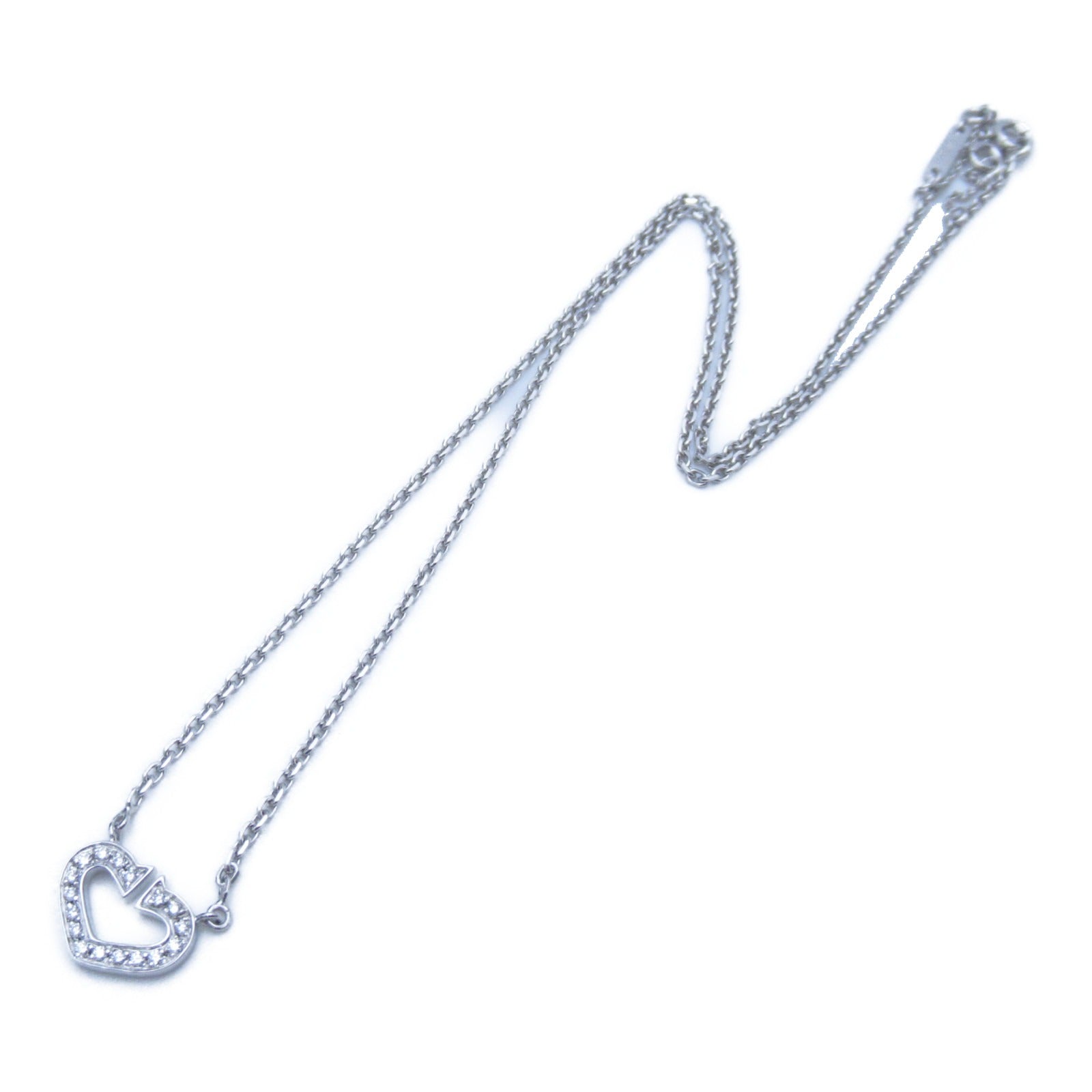 CARTIER 18K白金C Heart Diamond鑽石項鍊銀色