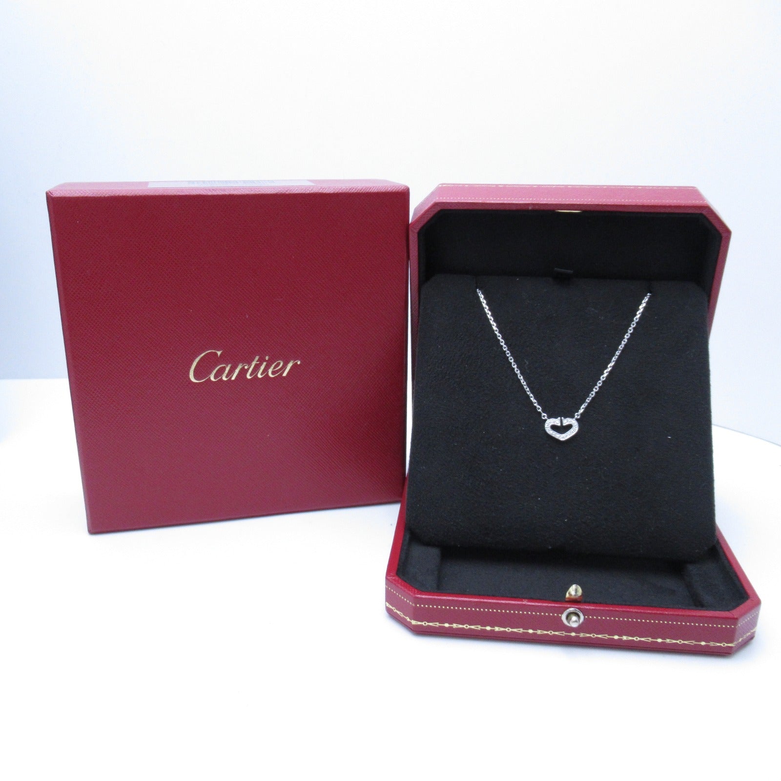 CARTIER 18K白金C Heart Diamond鑽石項鍊銀色