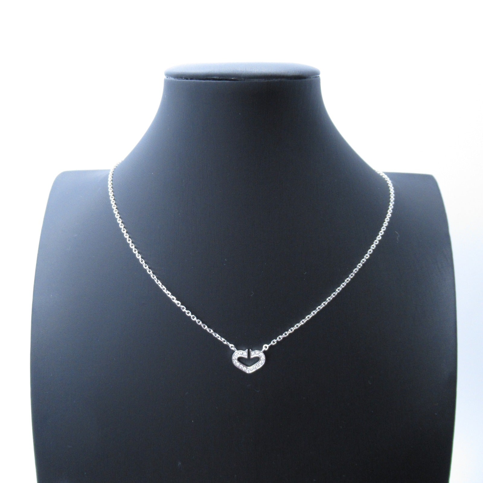 CARTIER 18K白金C Heart Diamond鑽石項鍊銀色