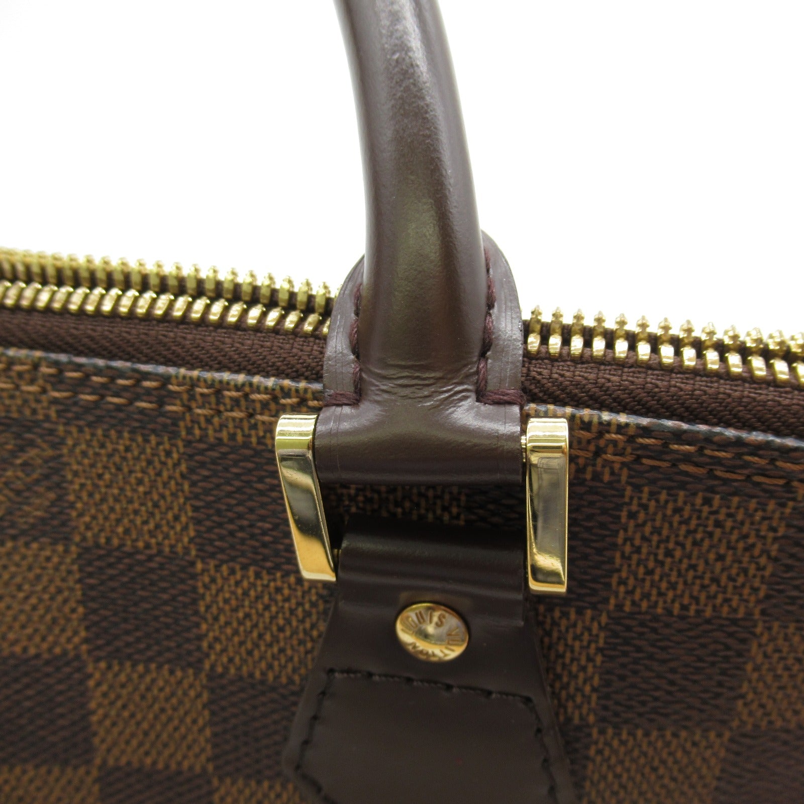 LOUIS VUITTON Damier Alma MM金扣手挽袋啡色
