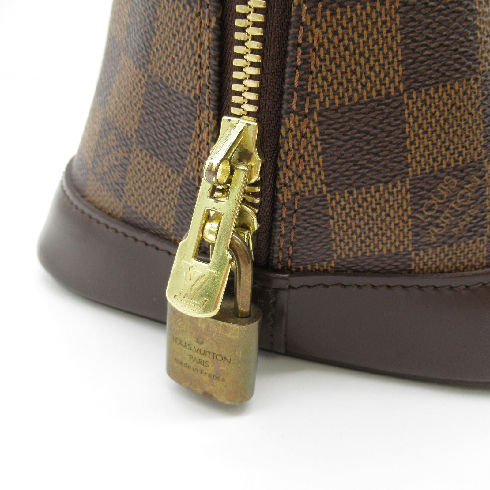 LOUIS VUITTON Damier Alma MM金扣手挽袋啡色