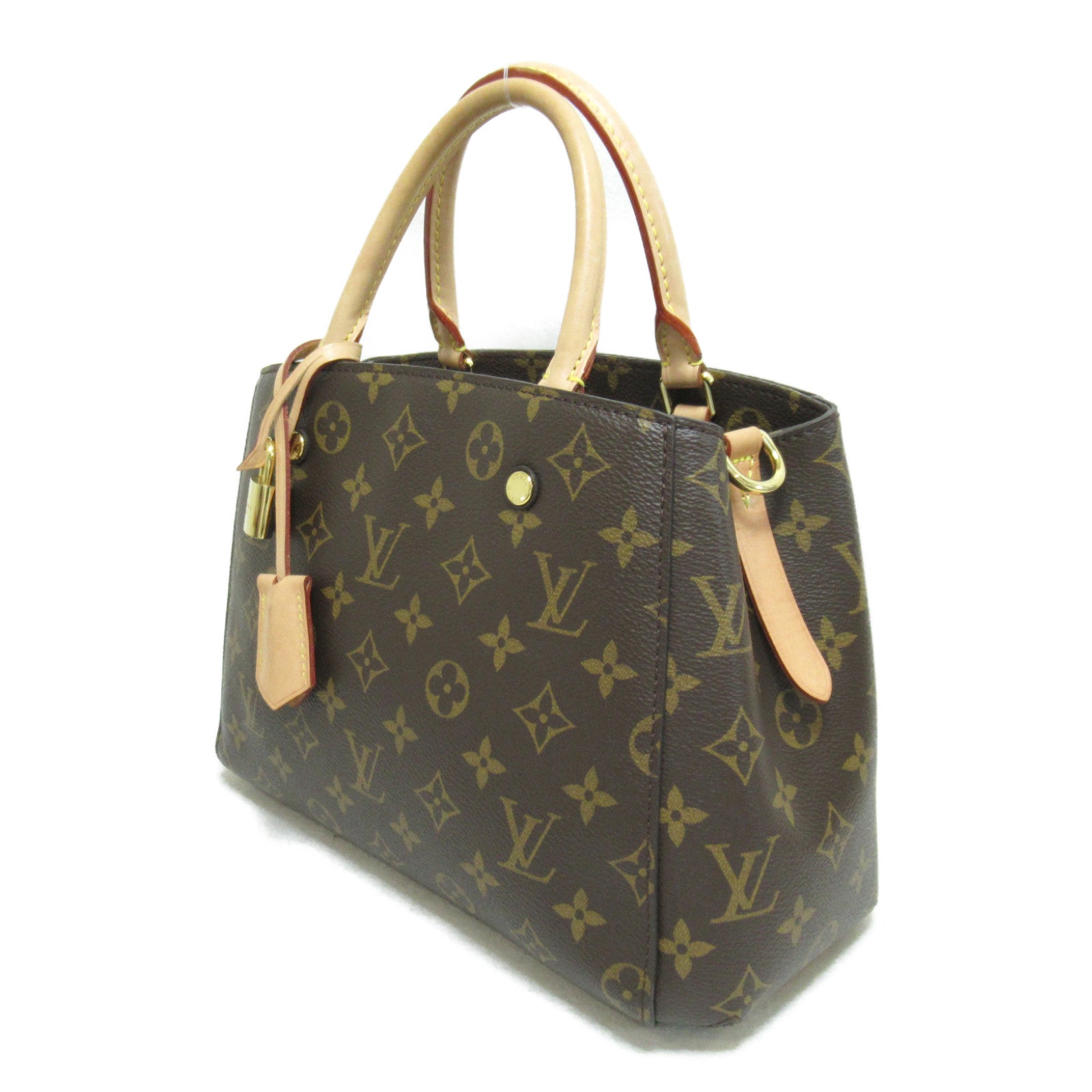 LOUIS VUITTON Monogram Montaigne BB金扣手挽肩背兩用袋啡色
