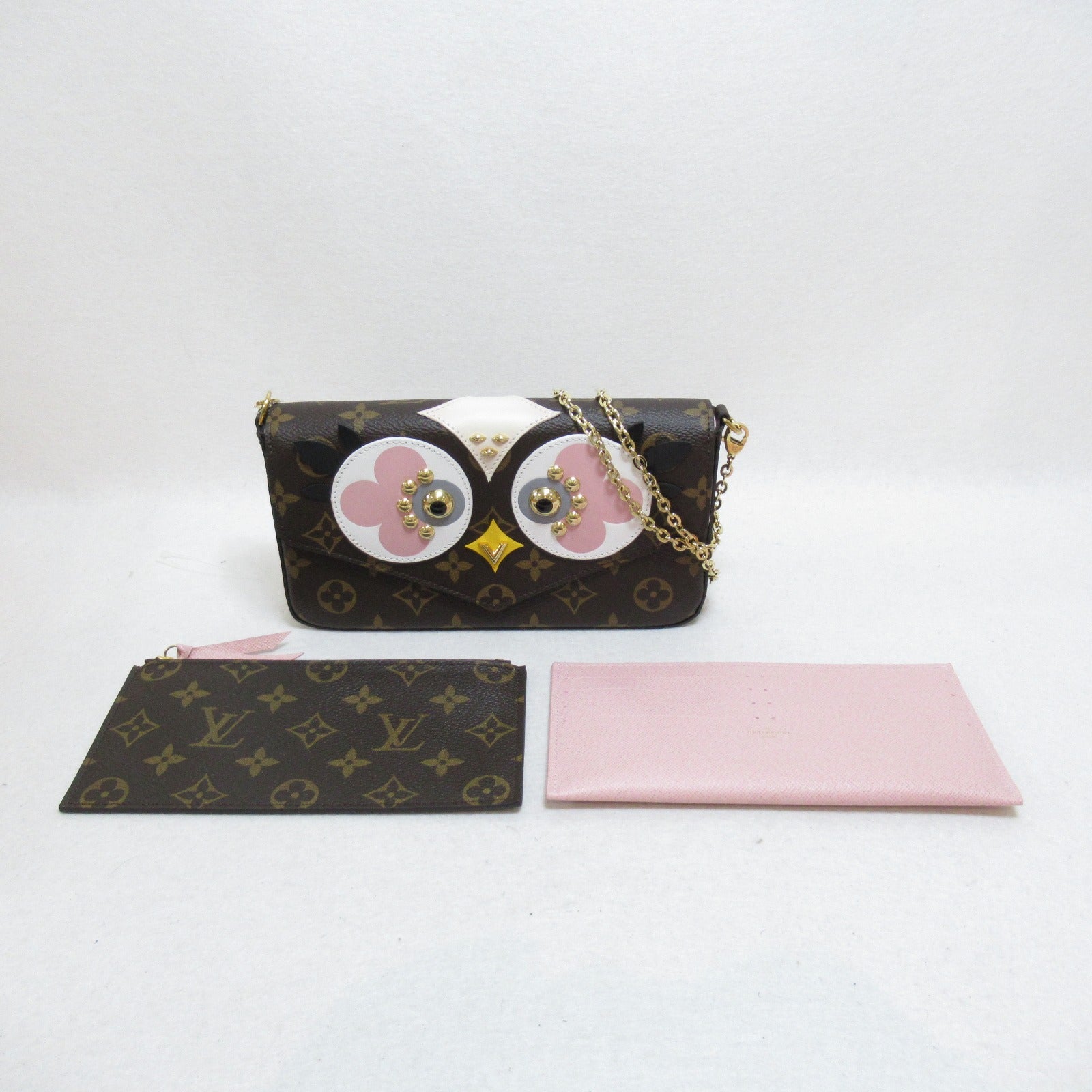 LOUIS VUITTON 【激減優惠】Monogram Pochette Felicie金扣鏈帶肩背袋啡色