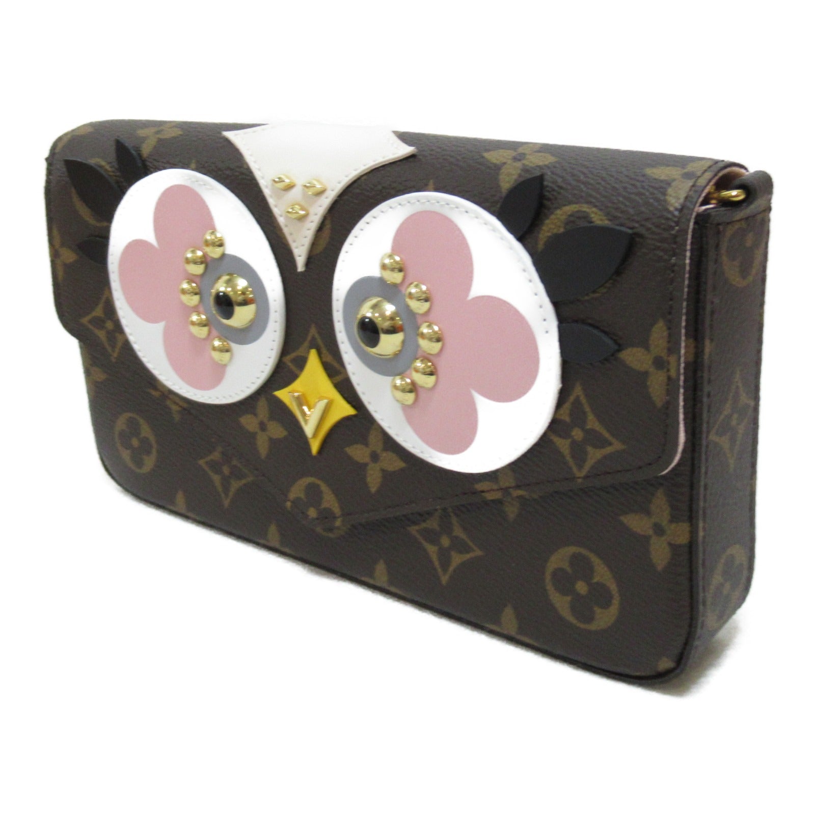 LOUIS VUITTON 【激減優惠】Monogram Pochette Felicie金扣鏈帶肩背袋啡色