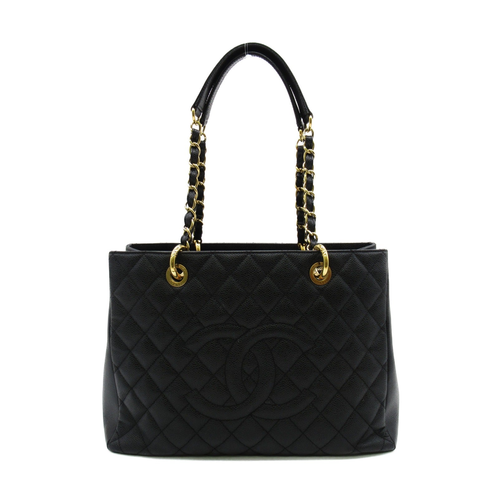 CHANEL Caviar皮革GST Tote Bag金扣肩背袋黑色