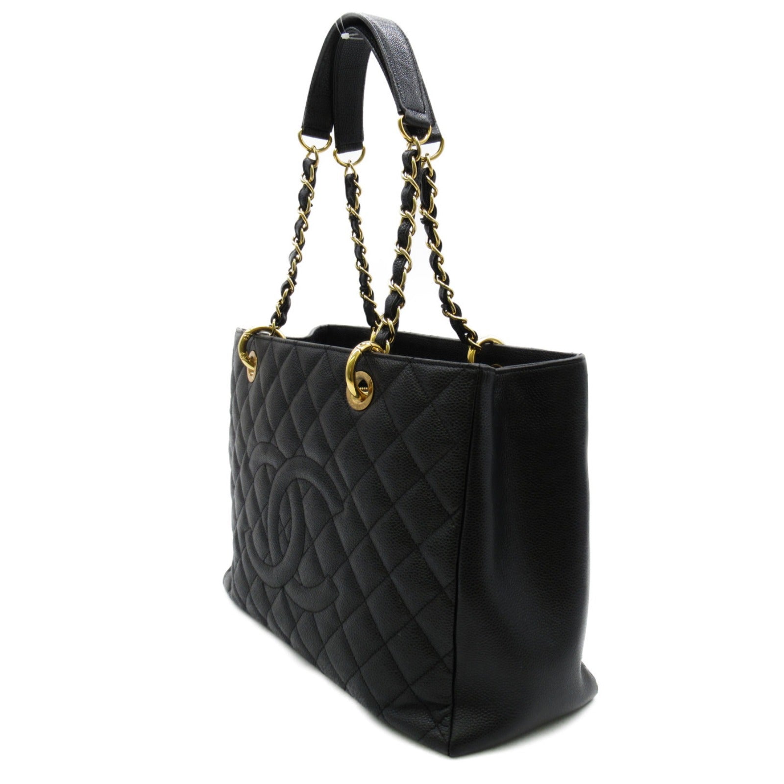 CHANEL Caviar皮革GST Tote Bag金扣肩背袋黑色