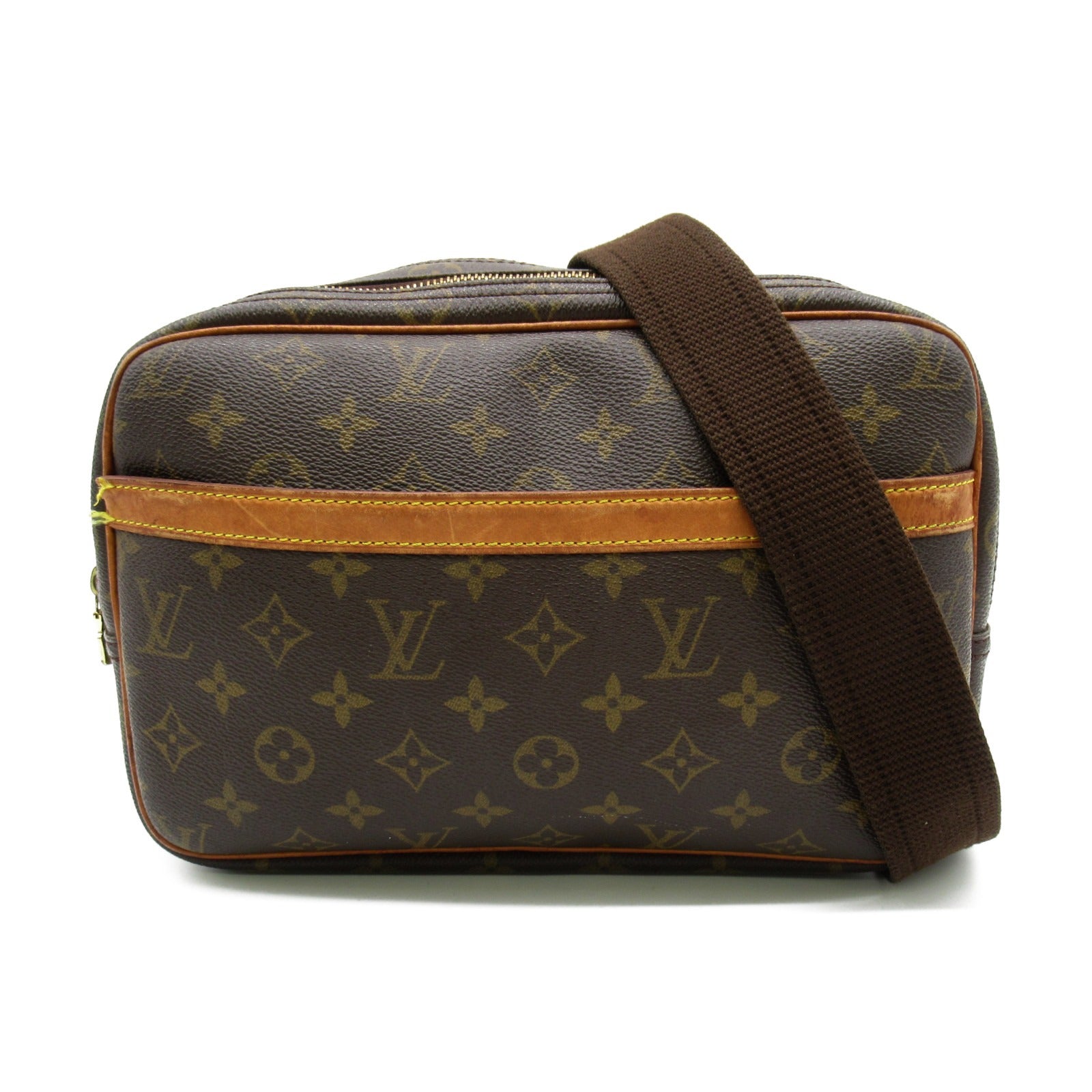 LOUIS VUITTON Monogram Reporter PM金扣肩背袋啡色