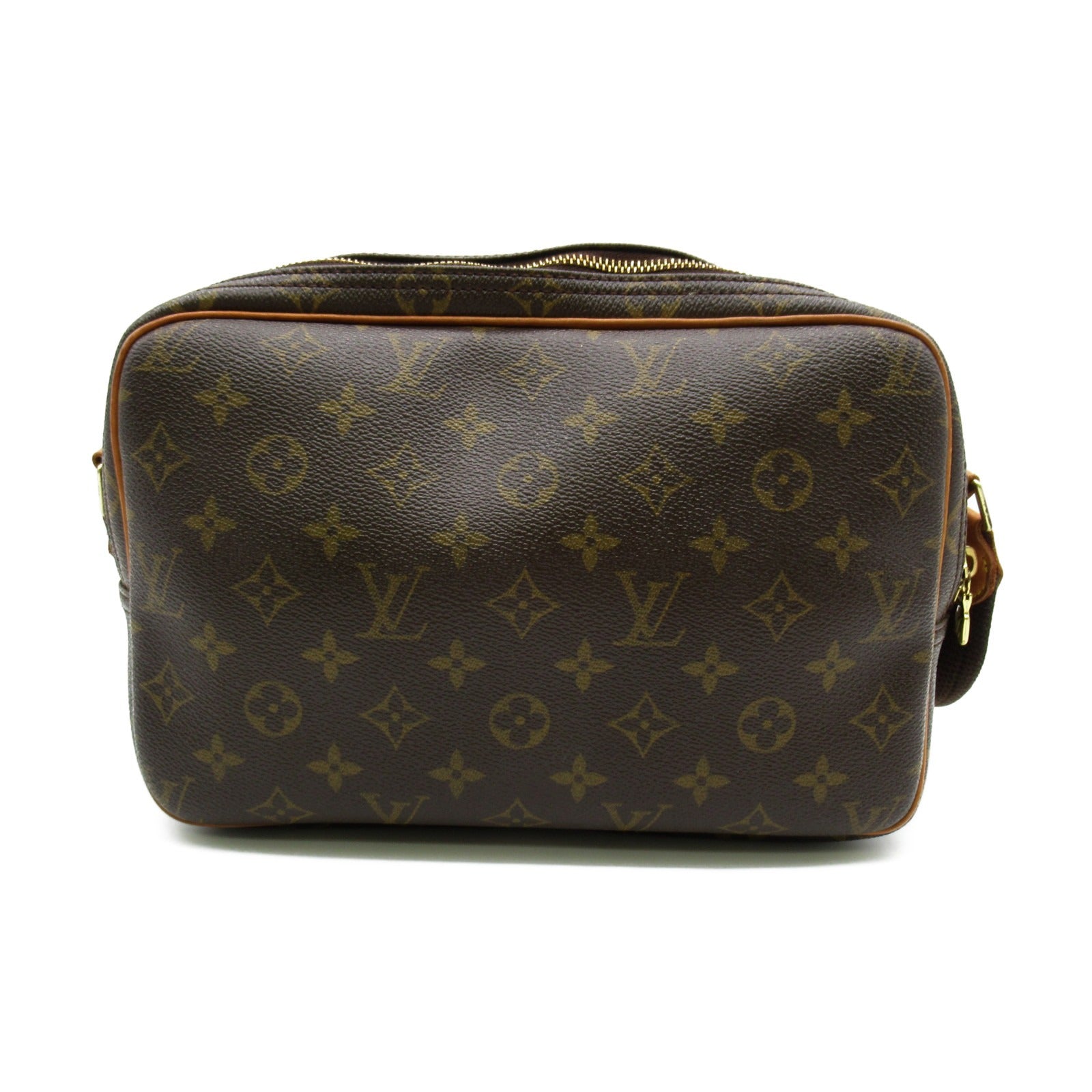 LOUIS VUITTON Monogram Reporter PM金扣肩背袋啡色