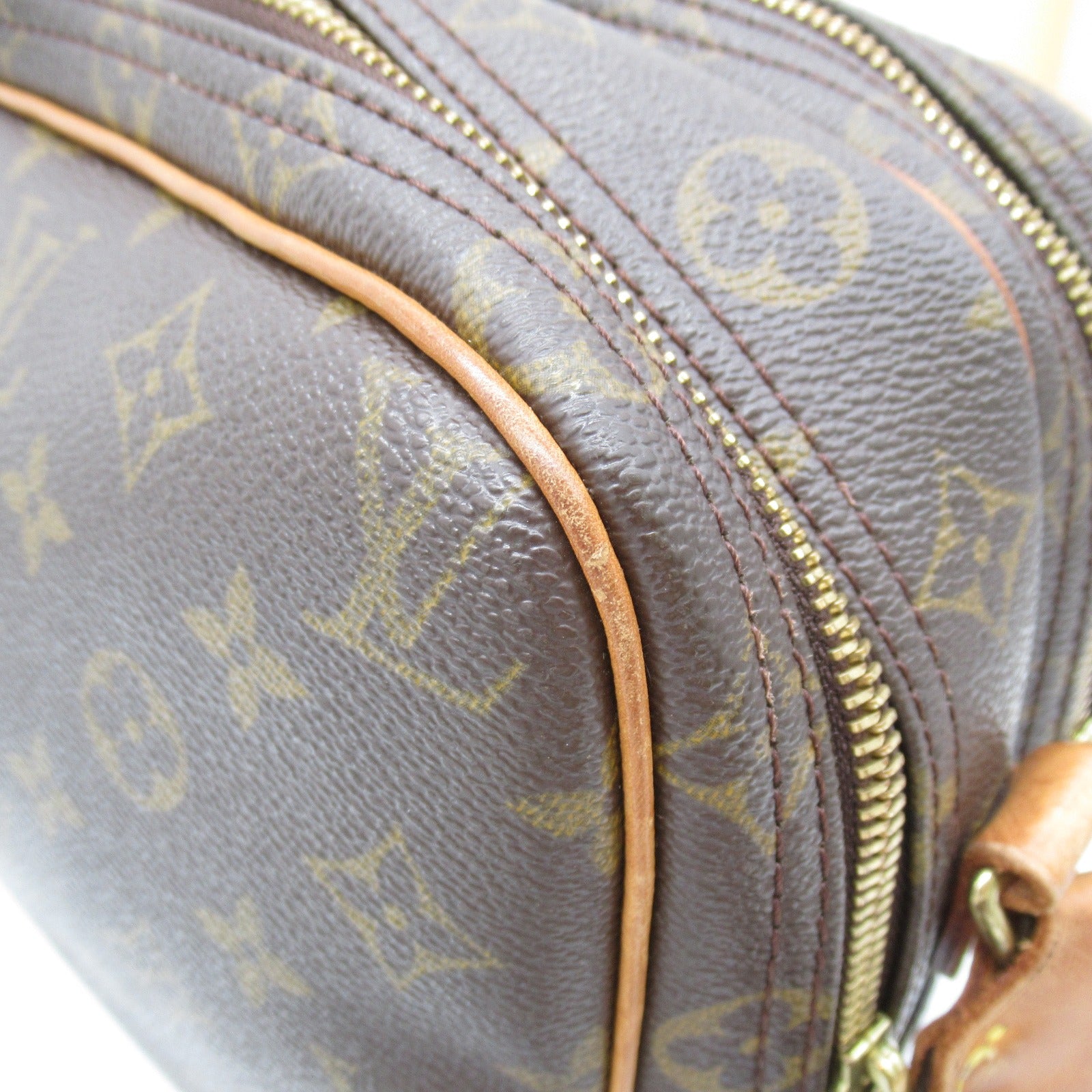 LOUIS VUITTON Monogram Reporter PM金扣肩背袋啡色