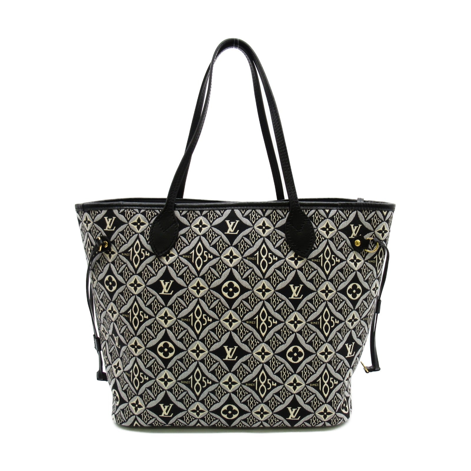 LOUIS VUITTON Monogram Jacquard Neverfull MM手挽袋黑色/白色