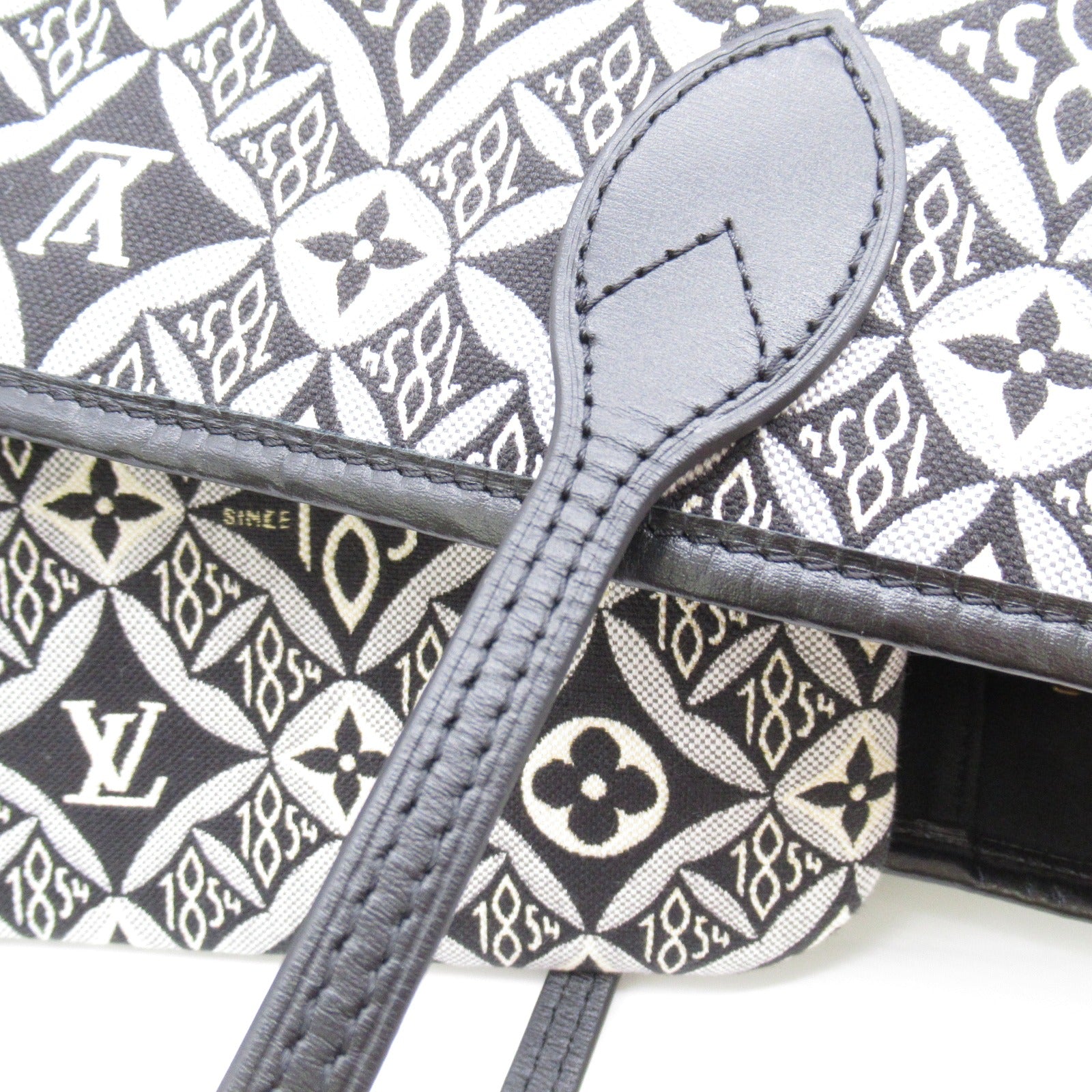 LOUIS VUITTON Monogram Jacquard Neverfull MM手挽袋黑色/白色