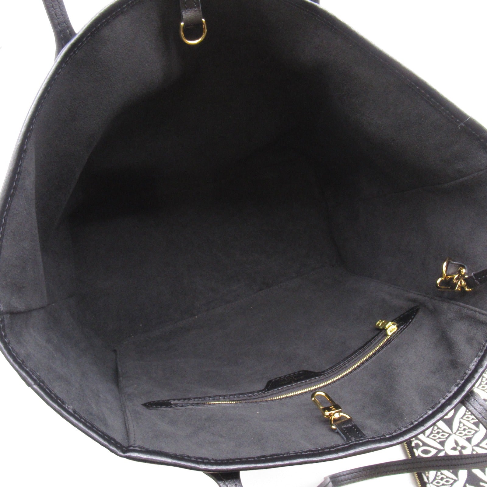 LOUIS VUITTON Monogram Jacquard Neverfull MM手挽袋黑色/白色