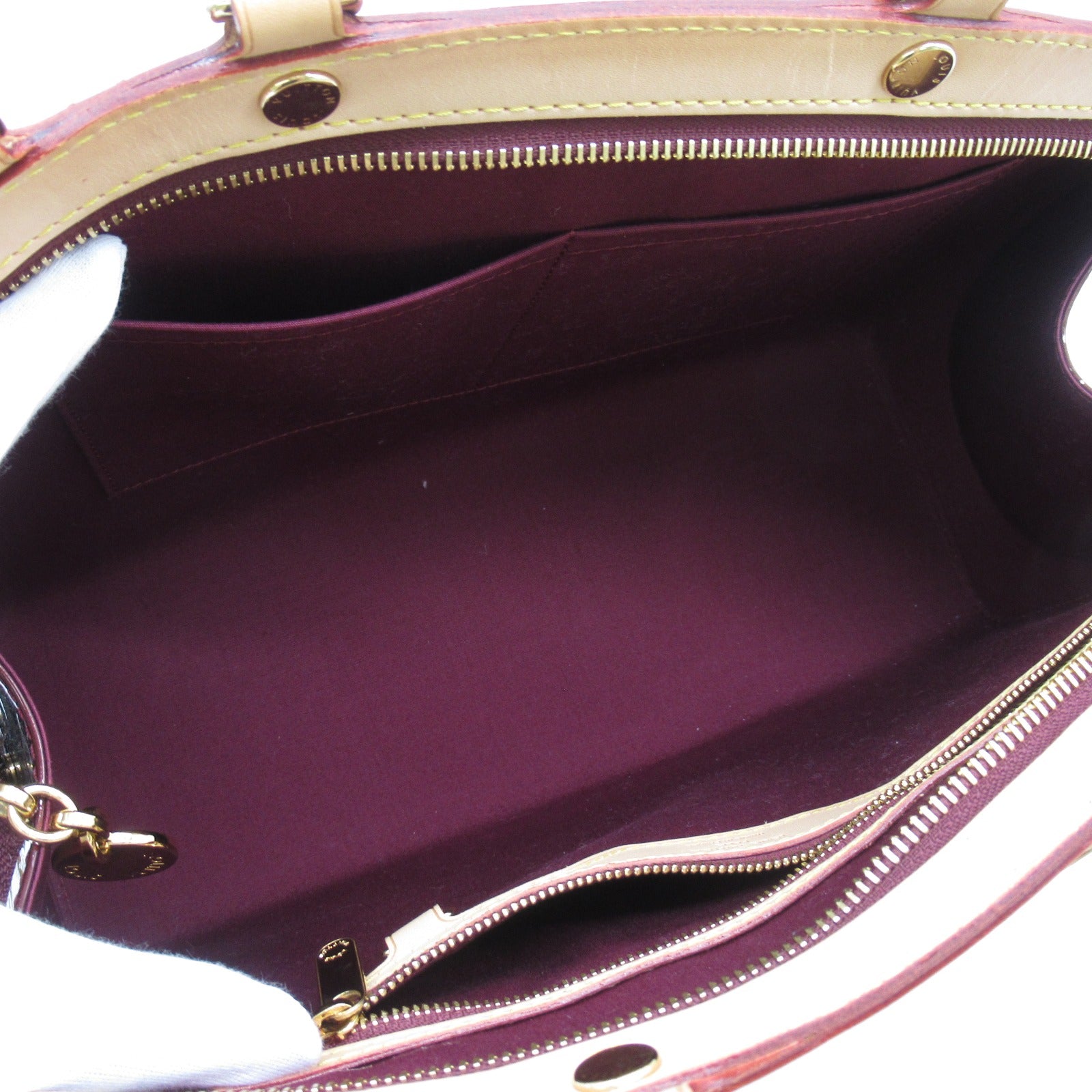 LOUIS VUITTON Monogram Vernis Brea MM金扣手挽肩背兩用袋酒紅色