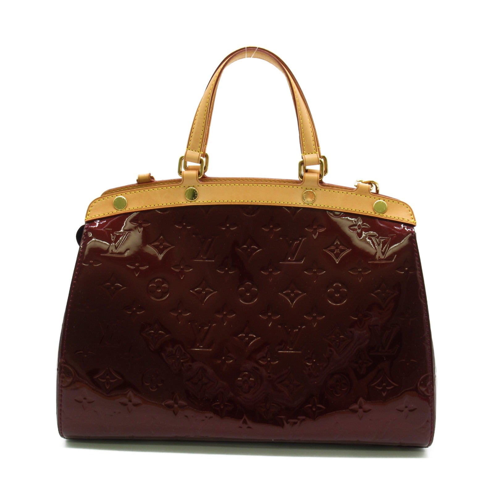 LOUIS VUITTON Monogram Vernis Brea MM金扣手挽肩背兩用袋酒紅色