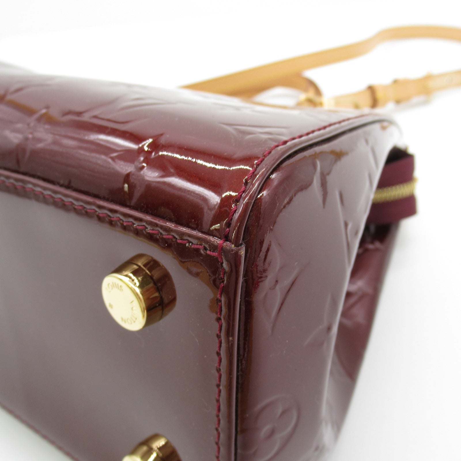 LOUIS VUITTON Monogram Vernis Brea MM金扣手挽肩背兩用袋酒紅色